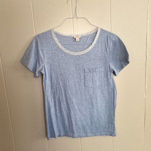 🩵 J.Crew Factory Blue Lurex Trim T-Shirt 🩵